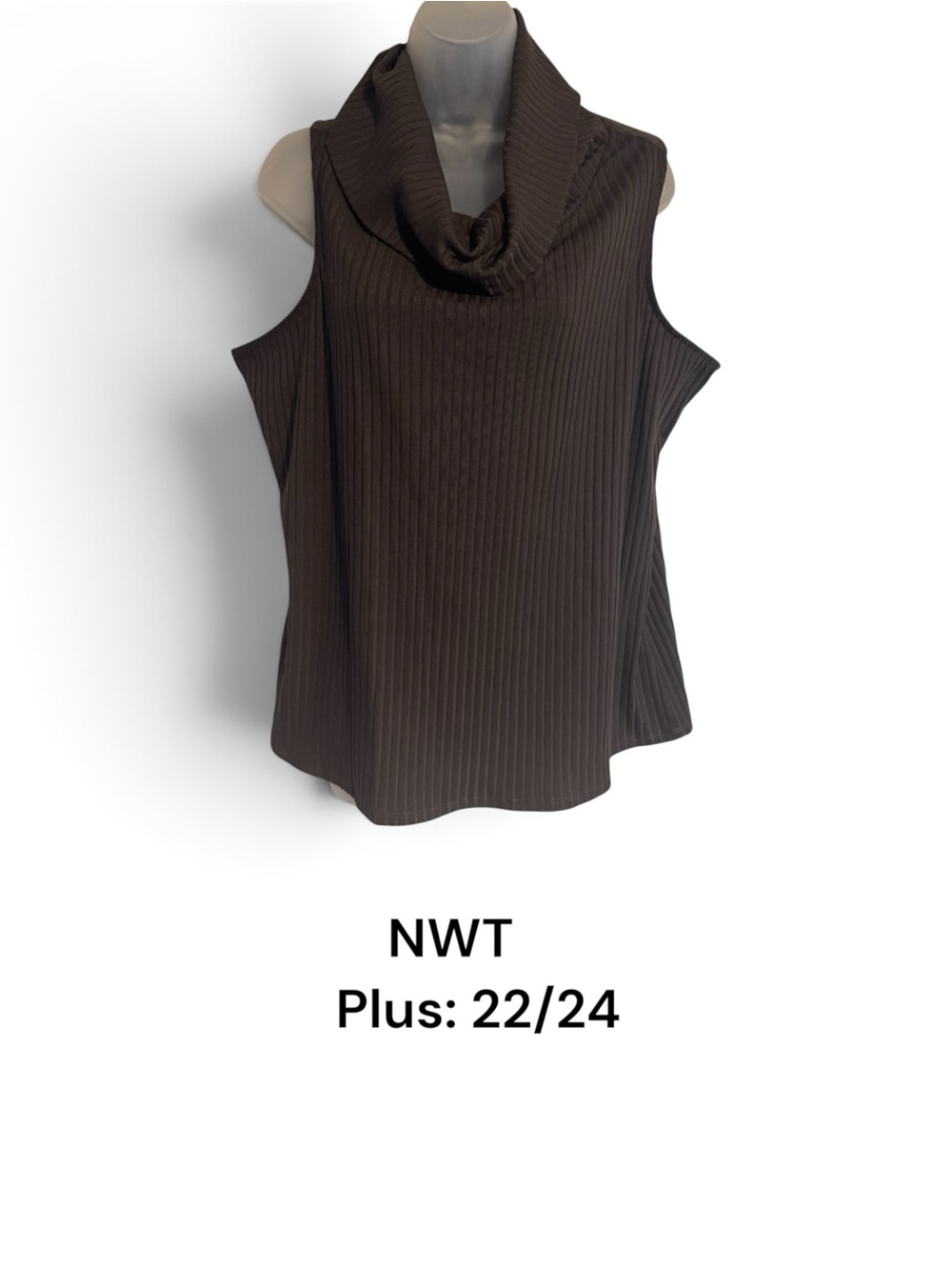 Cato Brown Ribbed Cowl Neck Plus Camisole